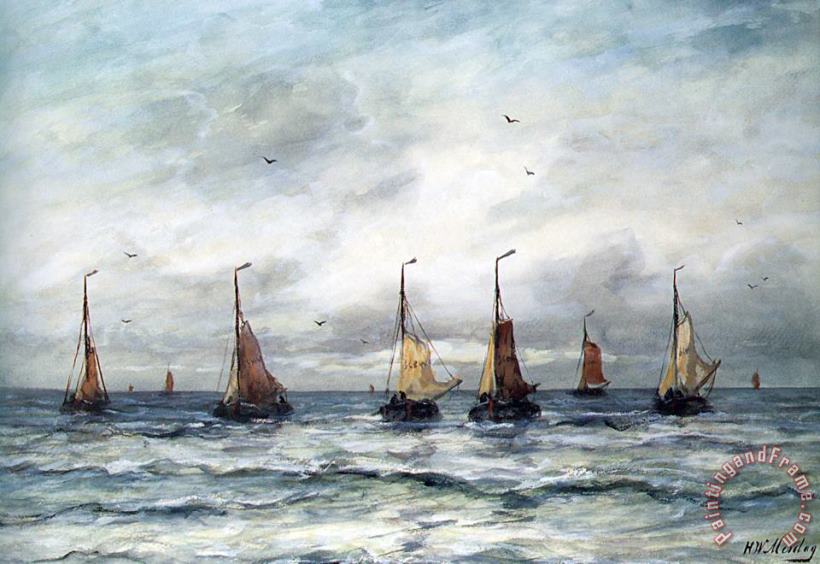 Hendrik Willem Mesdag A Fishing Fleet Art Painting