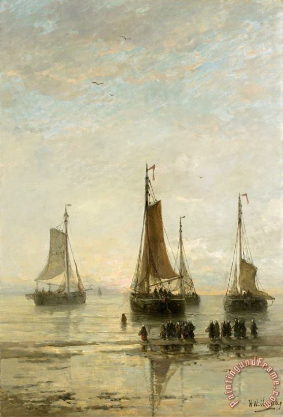 Hendrik Willem Mesdag Bluff Bowed Scheveningen Boats at Anchor Art Painting