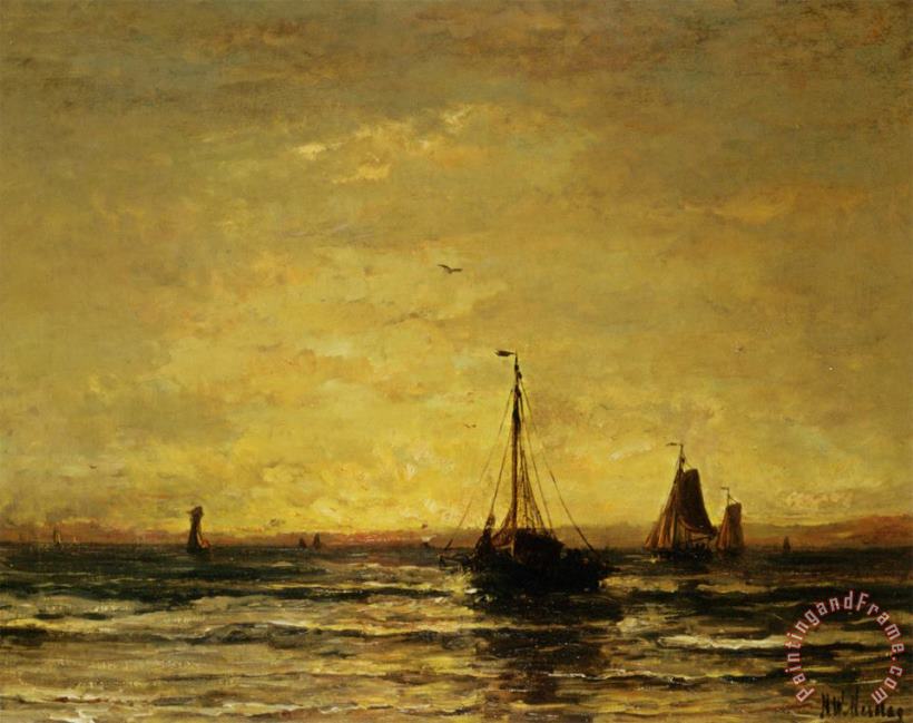 Hendrik Willem Mesdag The Return of The Fleet at Sunset Art Painting