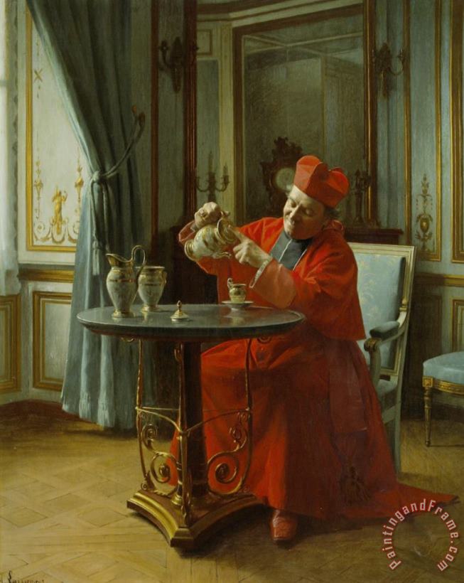 Henri Adolphe Laissement A Devine Cup of Tea Art Print