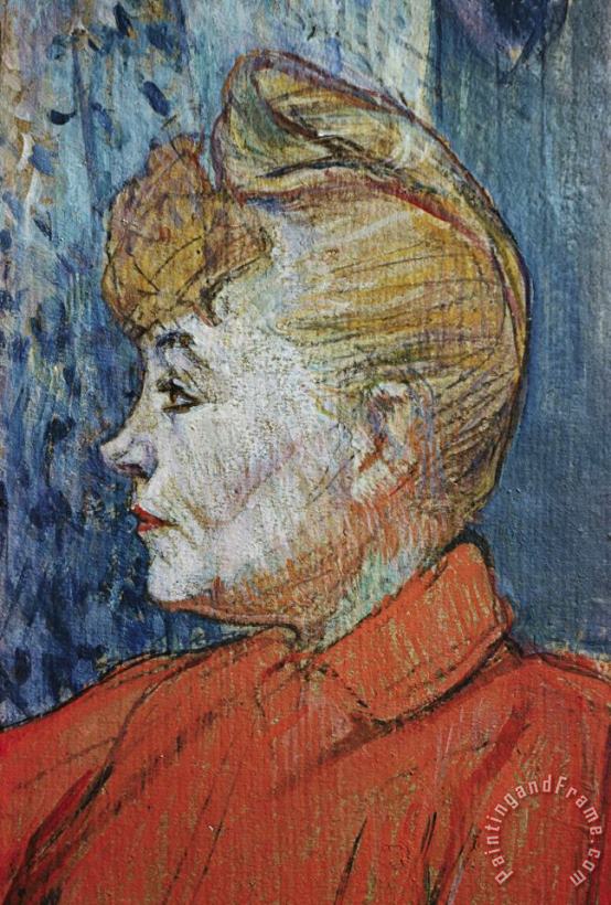 Detail of Woman in Red painting - Henri de Toulouse-Lautrec Detail of Woman in Red Art Print
