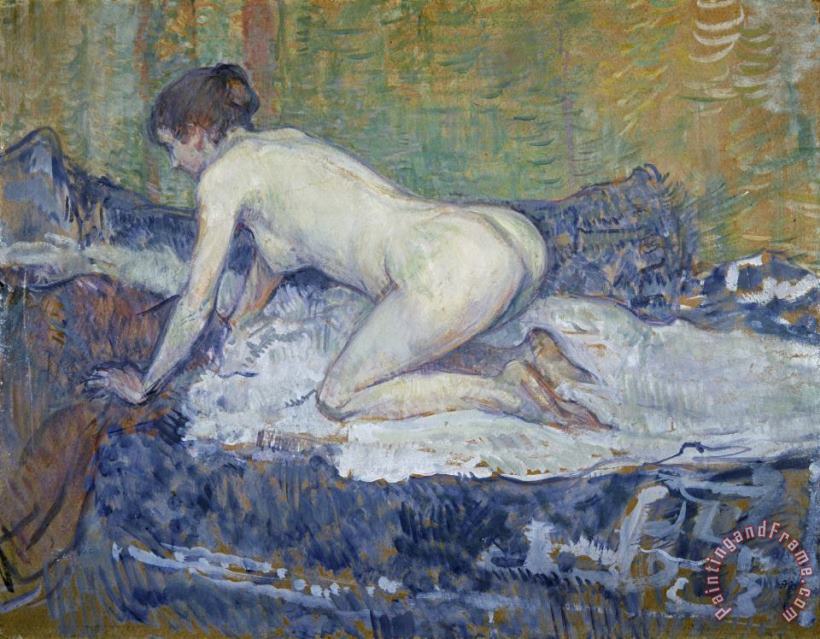 Henri de Toulouse-Lautrec Red Headed Nude Crouching Art Painting