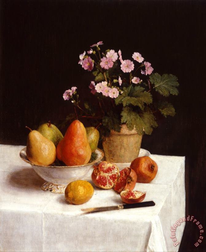 Still Life (primroses, Pears And Promenates) painting - Henri Fantin Latour Still Life (primroses, Pears And Promenates) Art Print