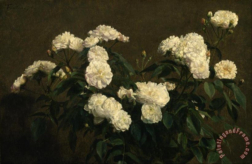 Henri Fantin Latour Still Life of White Roses Art Print