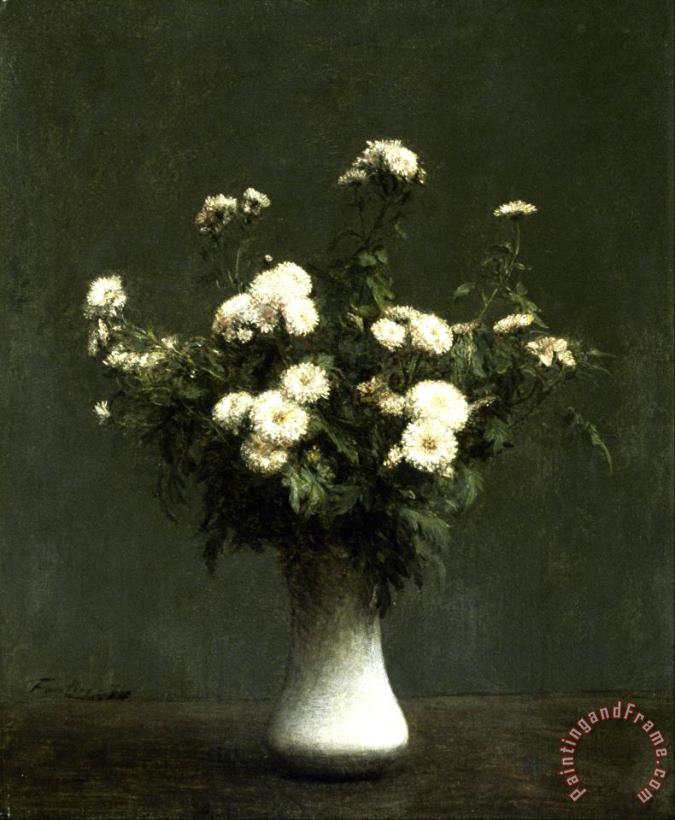 Henri Fantin Latour Vase of Chrysanthemums Art Painting