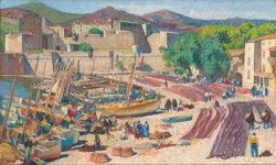 Henri Jean Guillaume Martin Port De Collioure Le 14 Juillet, Sechage Des Filets Sur La Greve, 1942