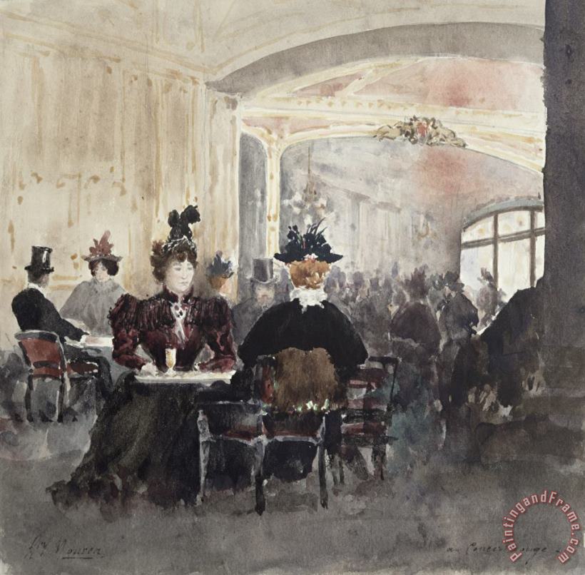 Interior of the Concert Rouge painting - Henri Laurent Mouren Interior of the Concert Rouge Art Print