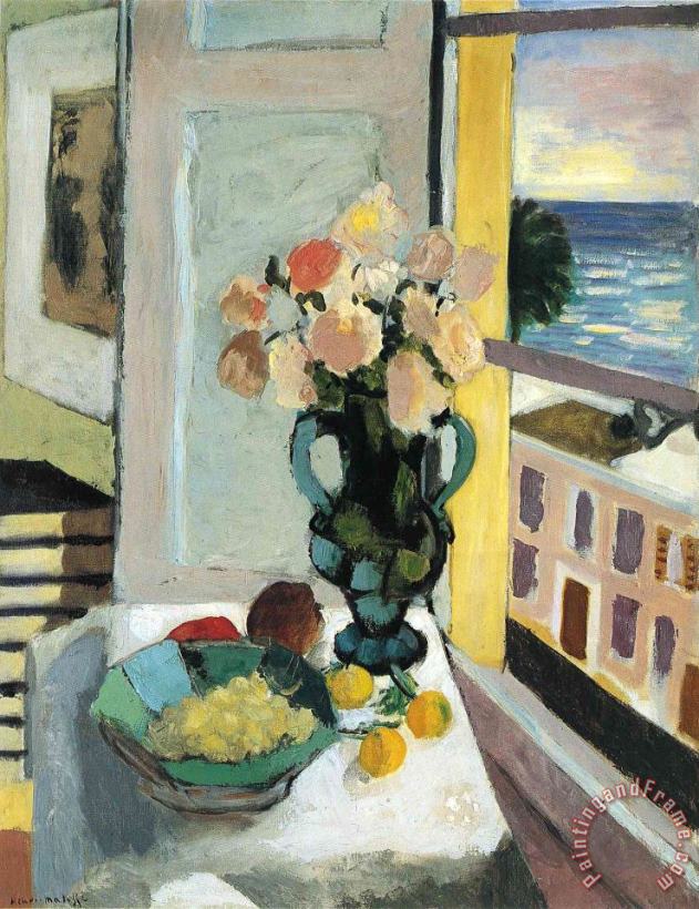 Flowers in Front of a Window 1922 painting - Henri Matisse Flowers in Front of a Window 1922 Art Print