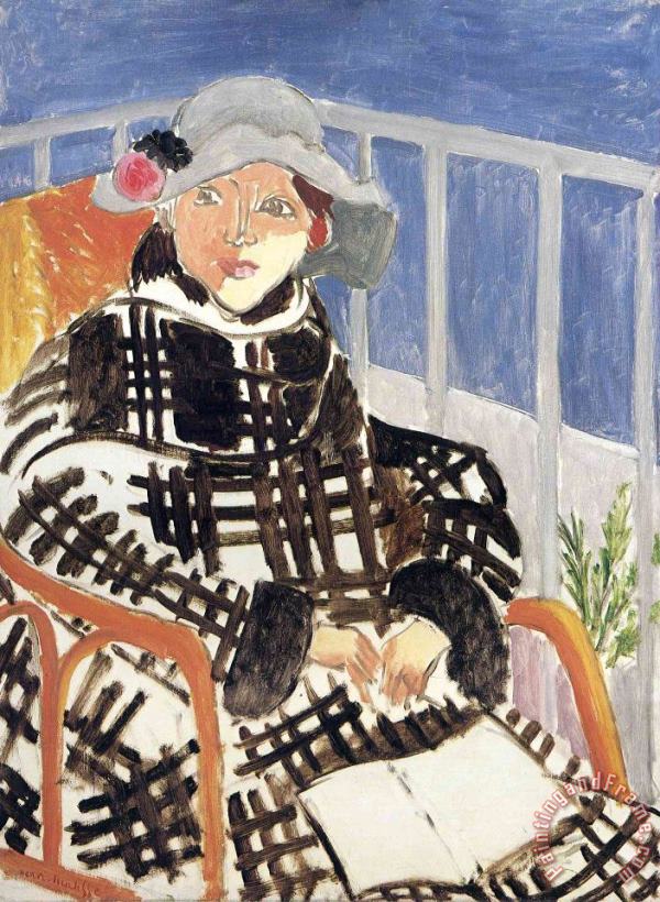 Henri Matisse Mlle Matisse in a Scotch Plaid Coat 1918 Art Print