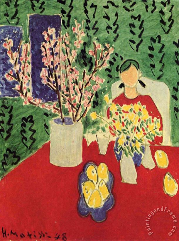 Ga trouwen Machtigen draad Henri Matisse Plum Blossoms Green Background 1948 painting - Plum Blossoms  Green Background 1948 print for sale