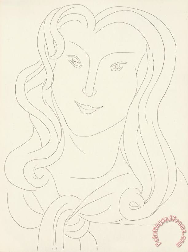 Henri Matisse Poesies Woman with Long Hair And Shirt Tie, 1932 Art Painting