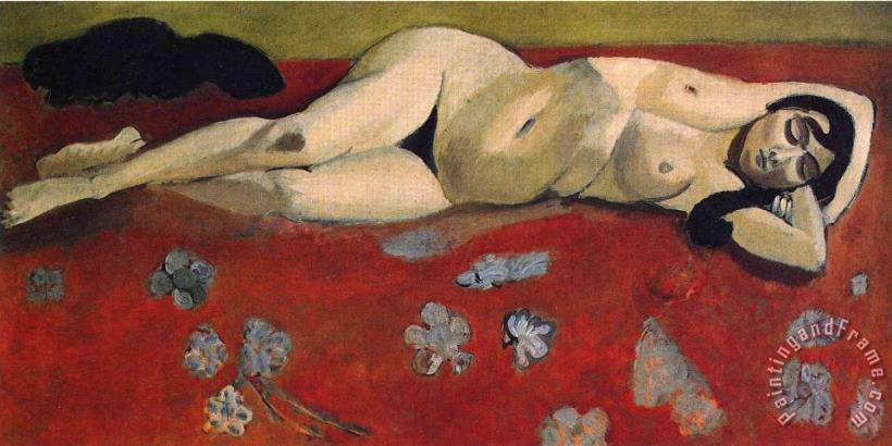 Sleeping Nude on a Red Background 1916 painting - Henri Matisse Sleeping Nude on a Red Background 1916 Art Print