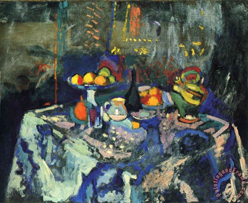 Still Life with Vase Bottle And Fruit painting - Henri Matisse Still Life with Vase Bottle And Fruit Art Print