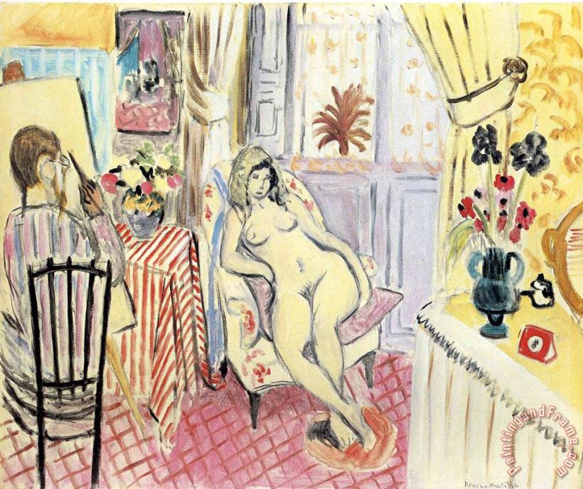 Henri Matisse The Artist And His Model 1919 Art Painting