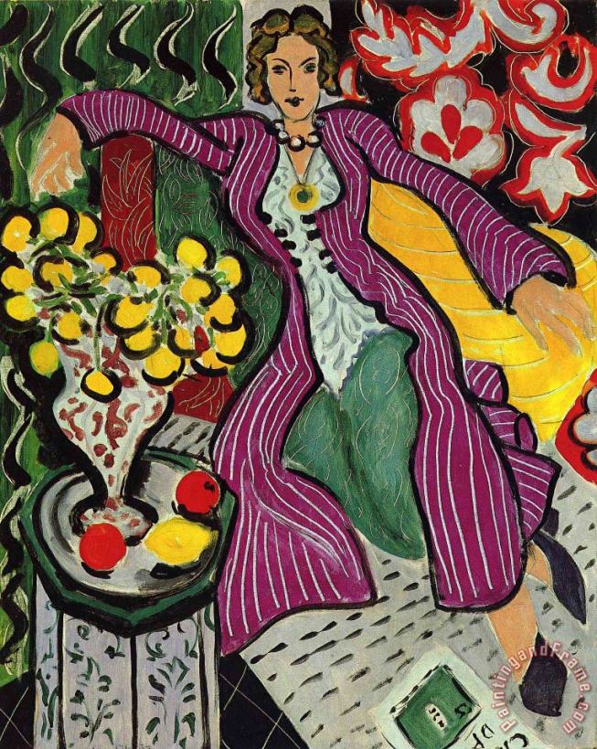 Woman in a Purple Coat 1937 painting - Henri Matisse Woman in a Purple Coat 1937 Art Print