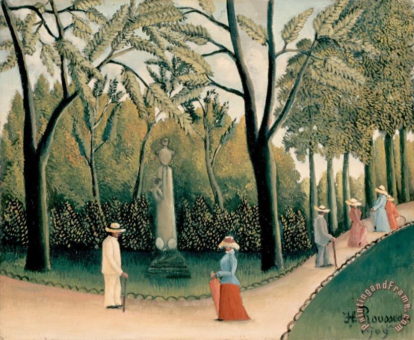 Rousseau, Henri The Luxembourg Gardens. Monument to Shopin painting - Henri Rousseau Rousseau, Henri The Luxembourg Gardens. Monument to Shopin Art Print