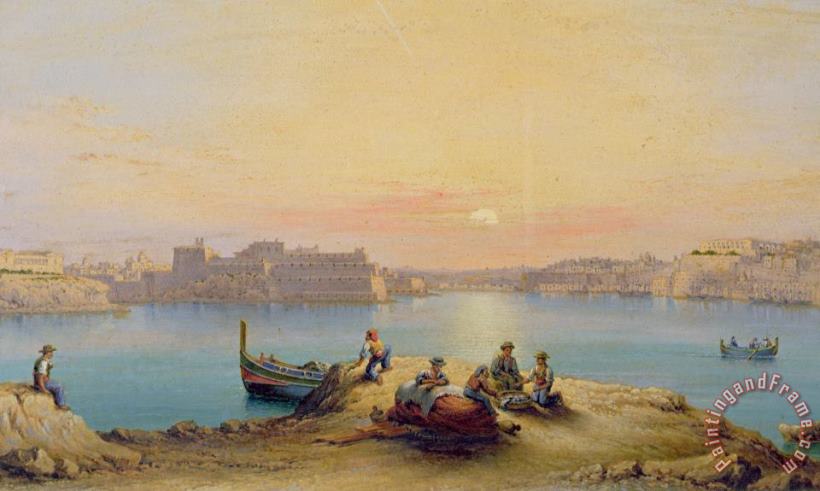 Henry Charles Ferro Valetta Harbour at Sunset Art Painting
