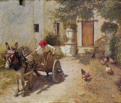 Henry Herbert La Thangue Farm Yard Scene
