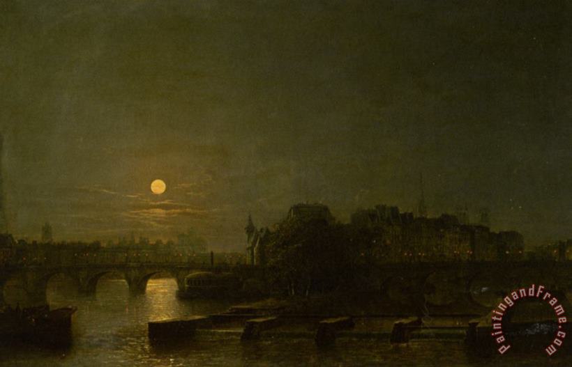 Henry Pether Moonlight Over The Seine Art Painting