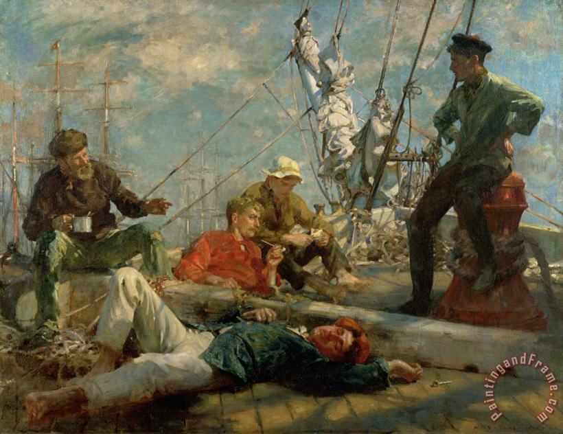 The Midday Rest Sailors Yarning painting - Henry Scott Tuke The Midday Rest Sailors Yarning Art Print