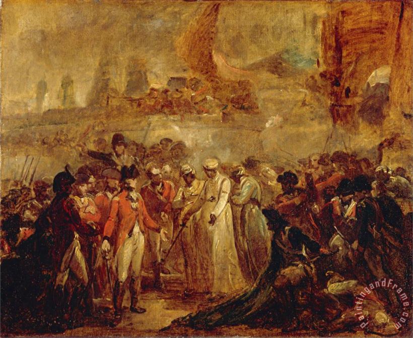The Surrender of The Two Sons of Tipu Sahib, Sultan of Mysore, to Sir David Baird painting - Henry Singleton The Surrender of The Two Sons of Tipu Sahib, Sultan of Mysore, to Sir David Baird Art Print
