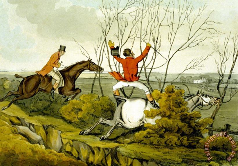 Henry Thomas Alken Plunging Through The Hedge From Qualified Horses And Unqualified Riders Art Print
