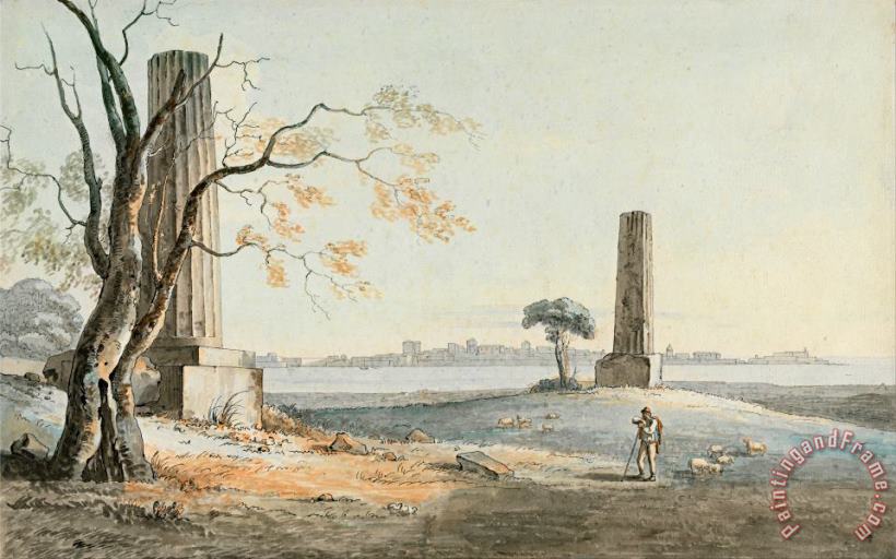 Henry Tresham Remains of The Temple of Olypian Jove with a View of Ortygia, Syracuse Art Print