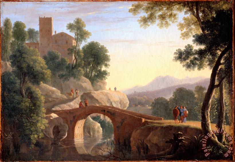 Italian Landscape with Bridge painting - Herman Van Swanevelt Italian Landscape with Bridge Art Print