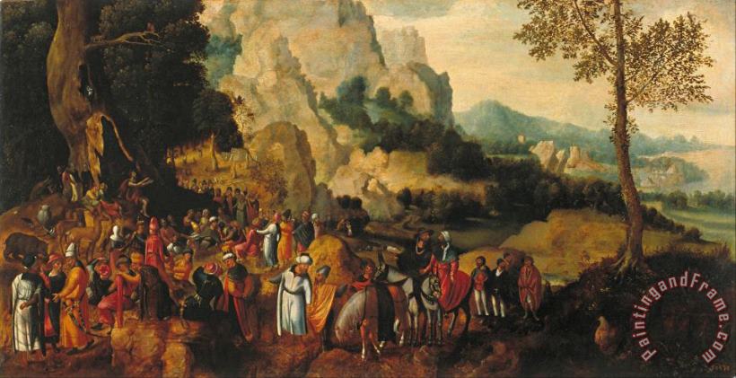 Herri Met De Bles Landscape with Saint John The Baptist Preaching Art Painting