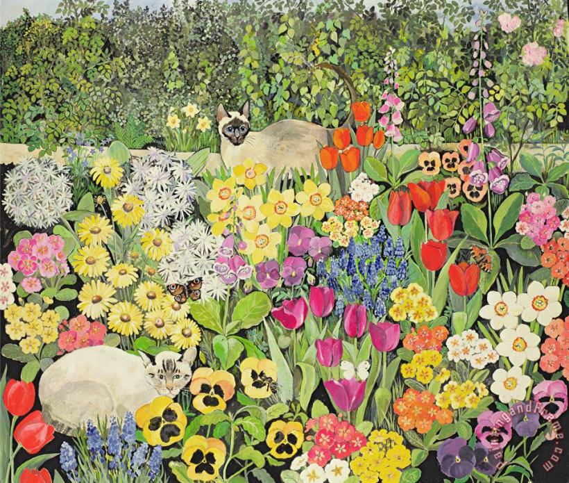 Hilary Jones Spring Cats Art Painting
