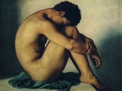 Hippolyte Flandrin - Study of a Nude Young Man painting