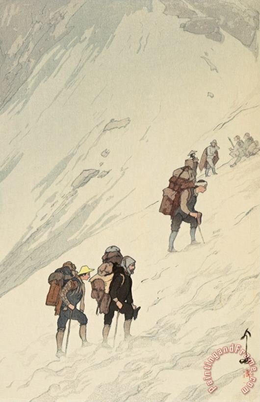 Hiroshi Yoshida Climbing Snow Valley (hariki Sekkei), From The Series Japanese Alps, One of Twelve Subjects (nihon Arupusu Ju Ni Dai No Uchi) Art Print