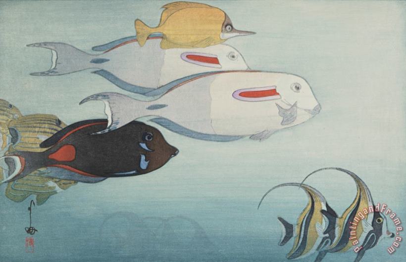 Fishes of Honolulu (honoruru Suizokukan), From The American Series painting - Hiroshi Yoshida Fishes of Honolulu (honoruru Suizokukan), From The American Series Art Print