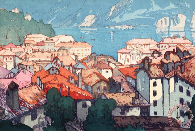 Lugano (rugano Machi), From The European Series painting - Hiroshi Yoshida Lugano (rugano Machi), From The European Series Art Print