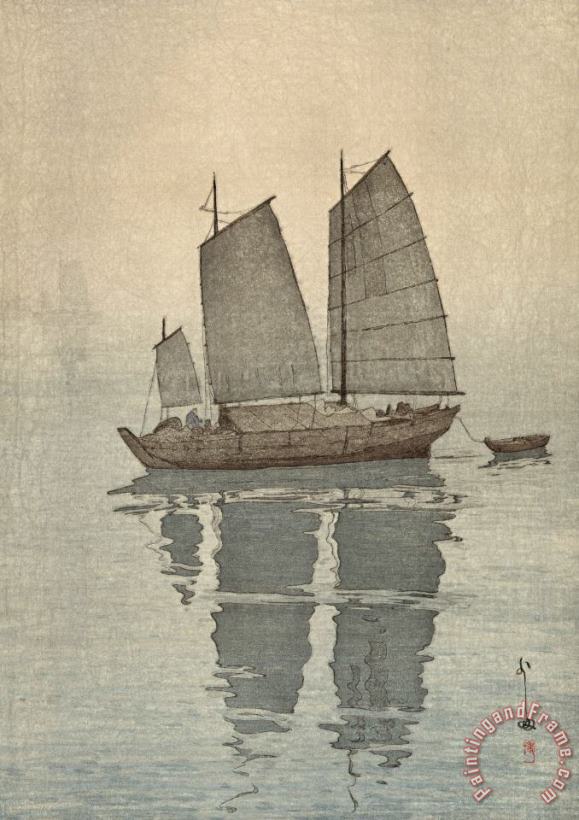 Sailing Boats, Mist (hansen, Kiri), From The Inland Sea Series (seto Naikai Shu) painting - Hiroshi Yoshida Sailing Boats, Mist (hansen, Kiri), From The Inland Sea Series (seto Naikai Shu) Art Print