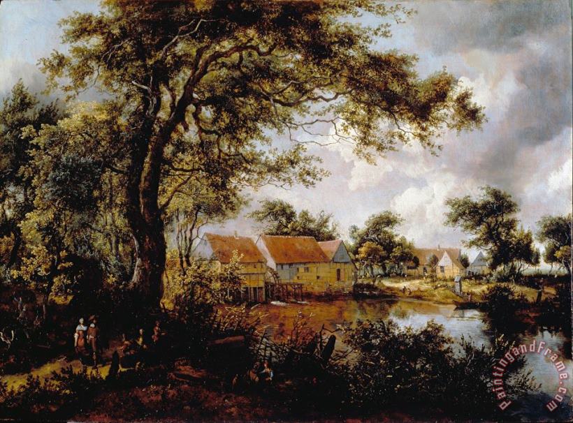 Hobbema, Meindert Wooded Landscape with a Water Mill Art Print