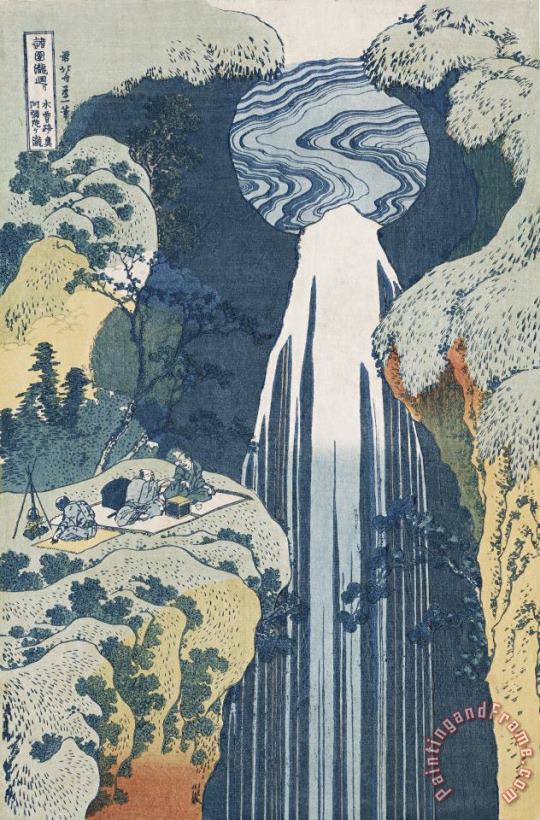 Amida Waterfall painting - Hokusai Amida Waterfall Art Print