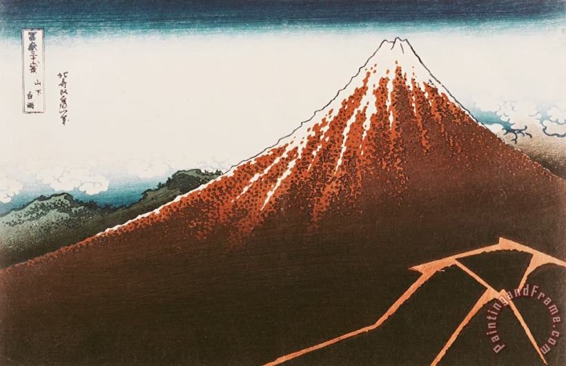 Fuji above the Lightning painting - Hokusai Fuji above the Lightning Art Print