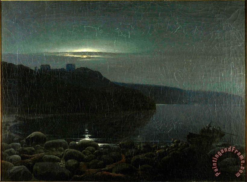 Holger Drachmann Hammershus in The Moonlight Art Painting