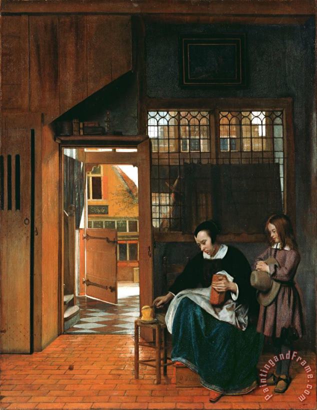 Hooch, Pieter De A Woman Preparing Bread And Butter for a Boy Art Print