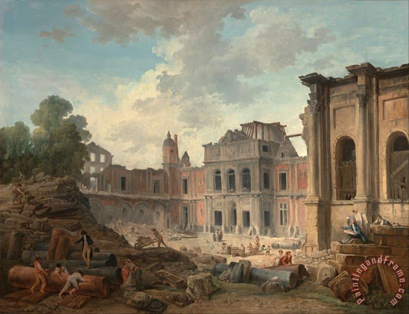 Demolition of The Chateau of Meudon painting - Hubert Robert Demolition of The Chateau of Meudon Art Print