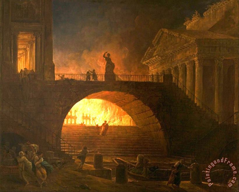 Hubert Robert The Fire of Rome Art Painting