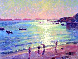 Hugo Grenville Children On The Beach Early Morning Light