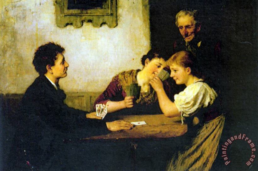 The Card Game painting - Hugo Oehmichen The Card Game Art Print