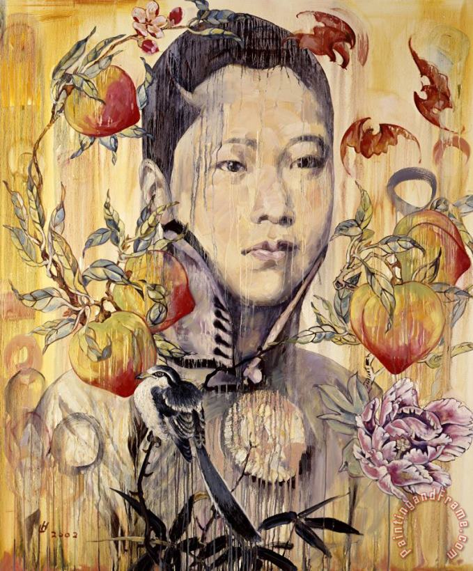 Hung Liu Peaches Art Painting