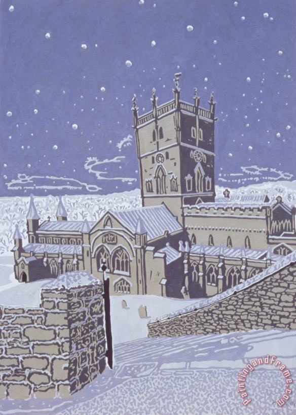 Huw S Parsons St David S Cathedral In The Snow Art Painting