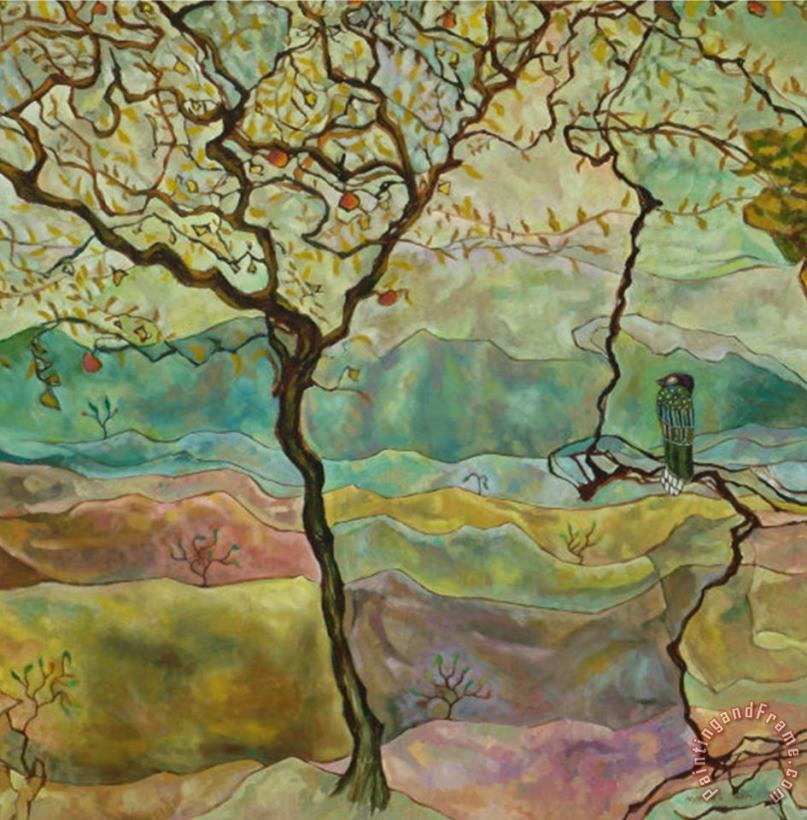 Tree And a Bird painting - hyunah kim Tree And a Bird Art Print