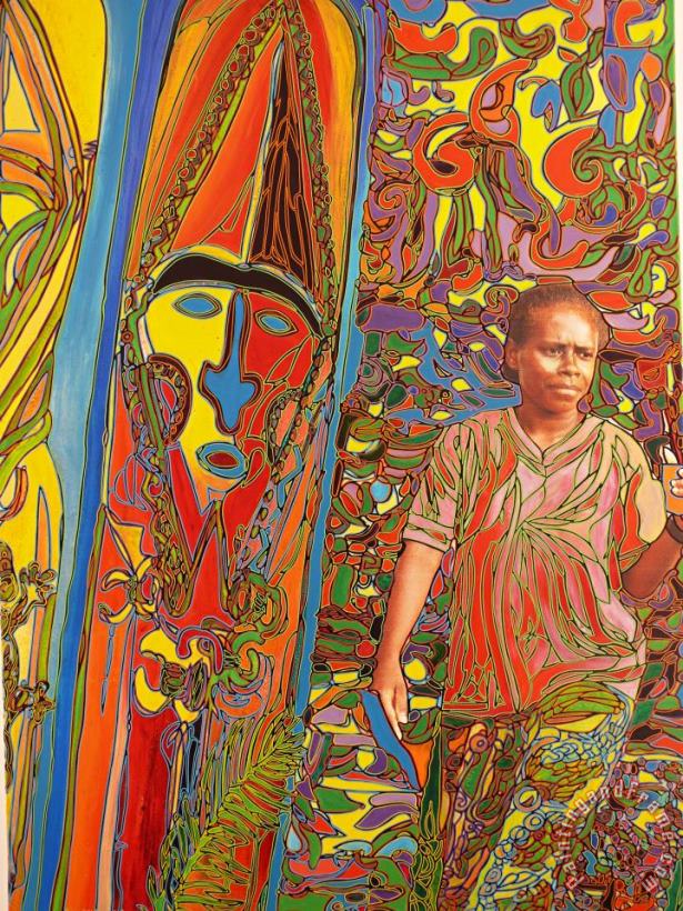 Totemgirl in Vanuatu painting - Igor Eugen Prokop Totemgirl in Vanuatu Art Print