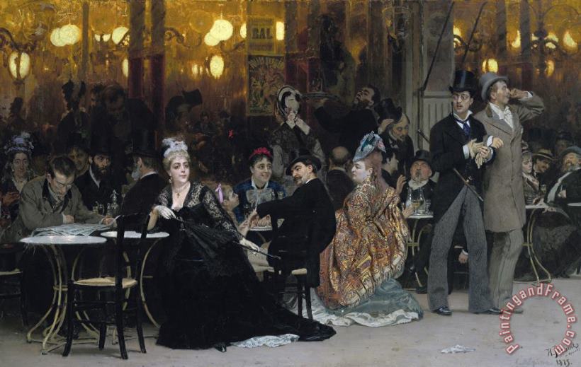 Ilya Efimovich Repin A Parisian Cafe Art Print