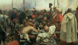 Ilya Efimovich Repin - The Zaporozhye Cossacks writing a letter to the Turkish Sultan painting
